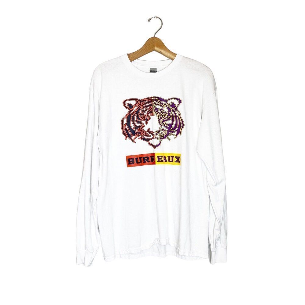 Burreaux T-Shirt Large Joe Burrow Bengals Tigers White Long Sleeve LSU Football